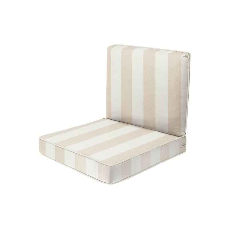 Haven Way Universal Outdoor Deep Seat Lounge Chair Cushion Set - 23x26 - Beige/White Stripe