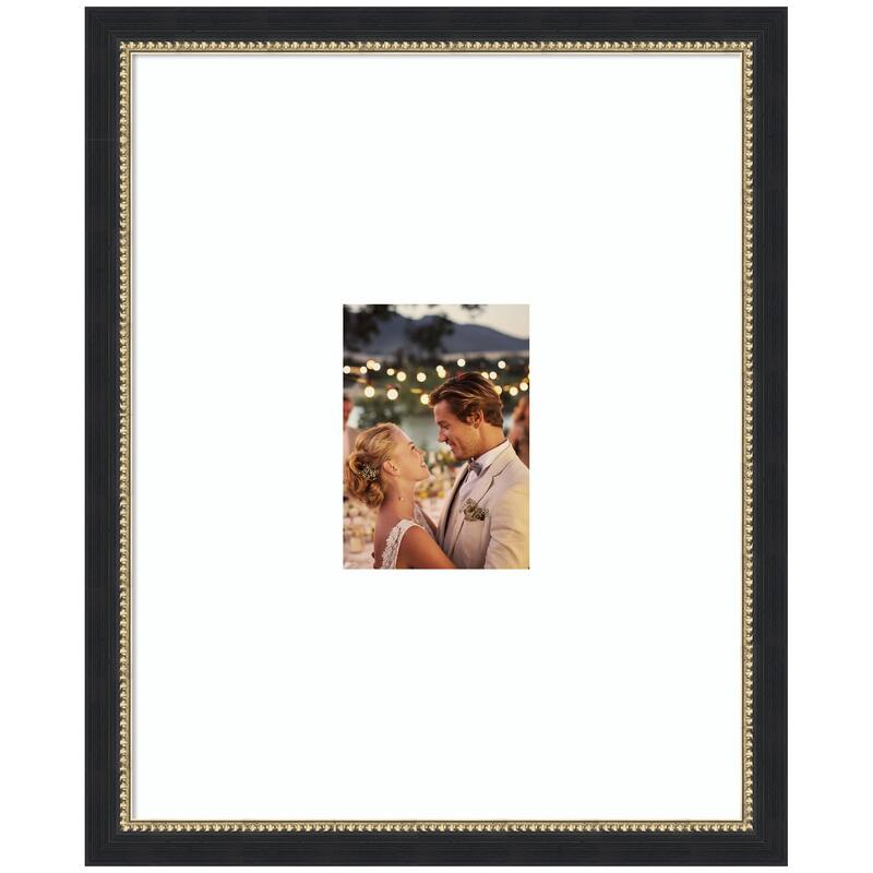 Kate and Laurel Belmont Black Photo Frame - 16x20 matted to 5x7 - Black