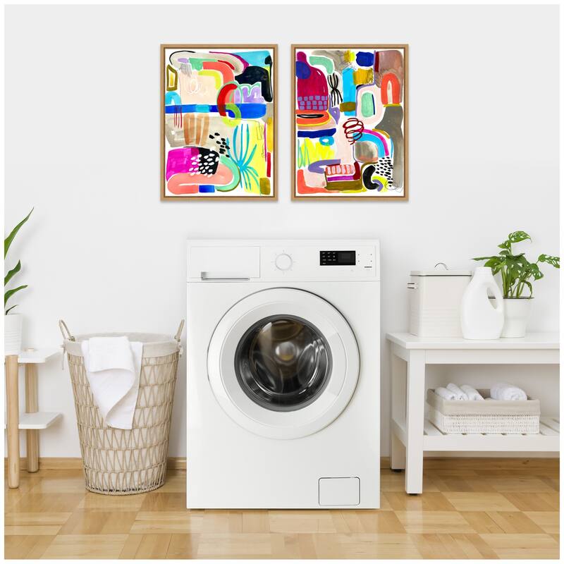 Kate and Laurel Sylvie Colorful Abstract 10 and 12 Framed Canvas Art Set by Emma Daisy