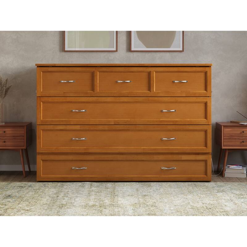 AFI Northfield Murphy Bed Chest with 6" Mattress, Storage Drawer & Built-In Charger