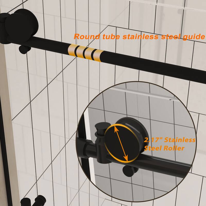 GDFStudio - Aldridge Frameless Sliding Bathroom Shower Door, Adjustable Width with Clear Tempered Safety Glass
