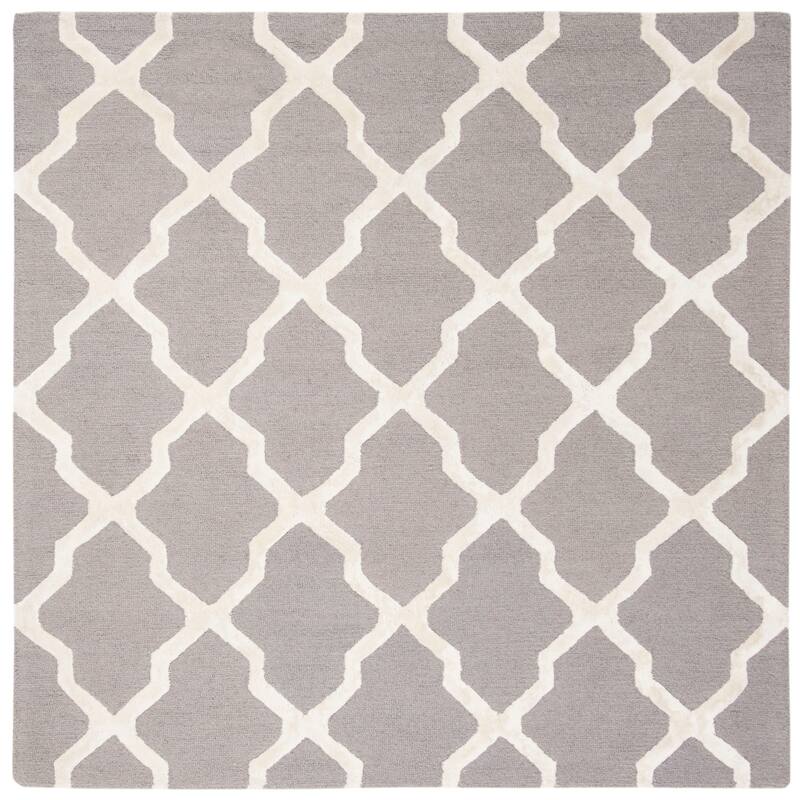 SAFAVIEH Handmade Cambridge Zavastiea Modern Wool Rug - 6' Square - Grey/Ivory