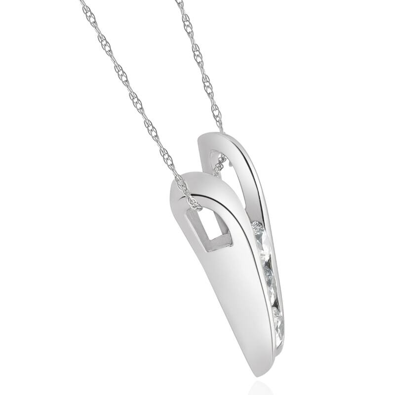 1/2Ct Three Stone Round Cut Diamond Pendant White Gold Necklace & Chain