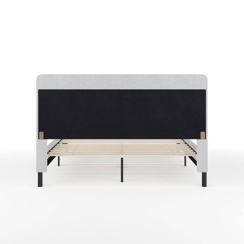 Martha Stewart Upholstered Platform Bed with Curved Headboard
