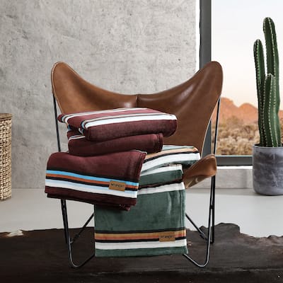 Wrangler Western Saddle Stripe Ultra Soft Plush Fleece Bed Blanket
