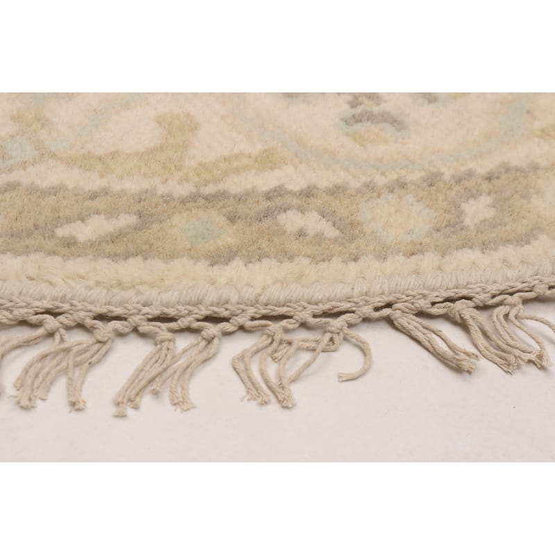 ECARPETGALLERY Hand-knotted Royal Oushak Ivory Wool Rug - 5'0 x 5'0
