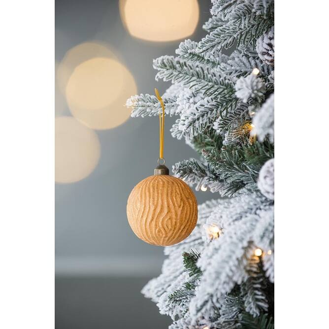 D3.9" Christmas Ball Ornaments, Glass Decorative Hanging Ball Christmas Tree Ornaments for Holiday, Set of 6 - Gold