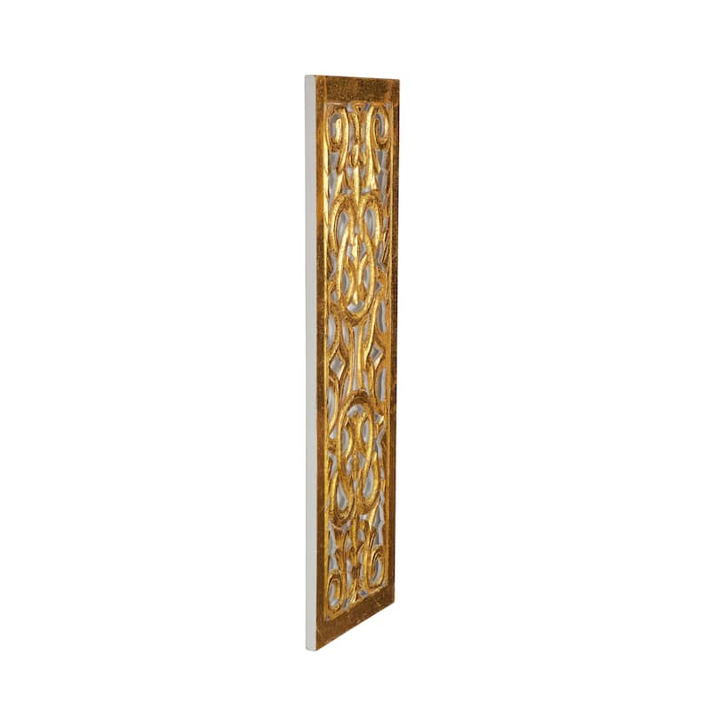Wooden Scroll Intricately Carved Arabesque or Floral Carved Acanthus Home Wall Decor - Gold or Brown Roche River Décor