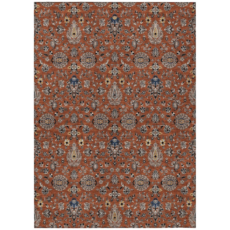 Machine Washable Indoor/Outdoor Traditional Persian Chantille Rug