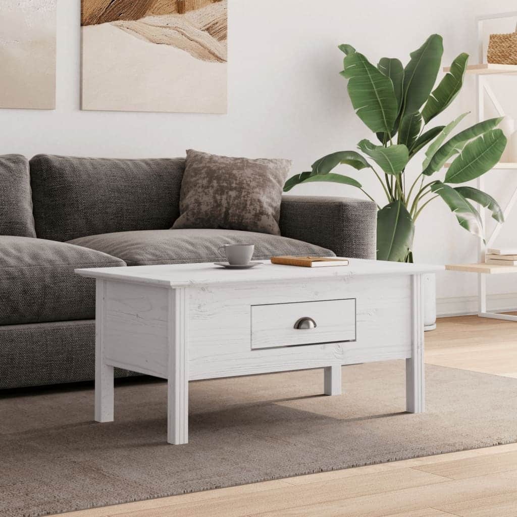 vidaXL Coffee Table Accent Side Table for Living Room BODO Solid Wood Pine - 39.4"x21.7"x17.7"