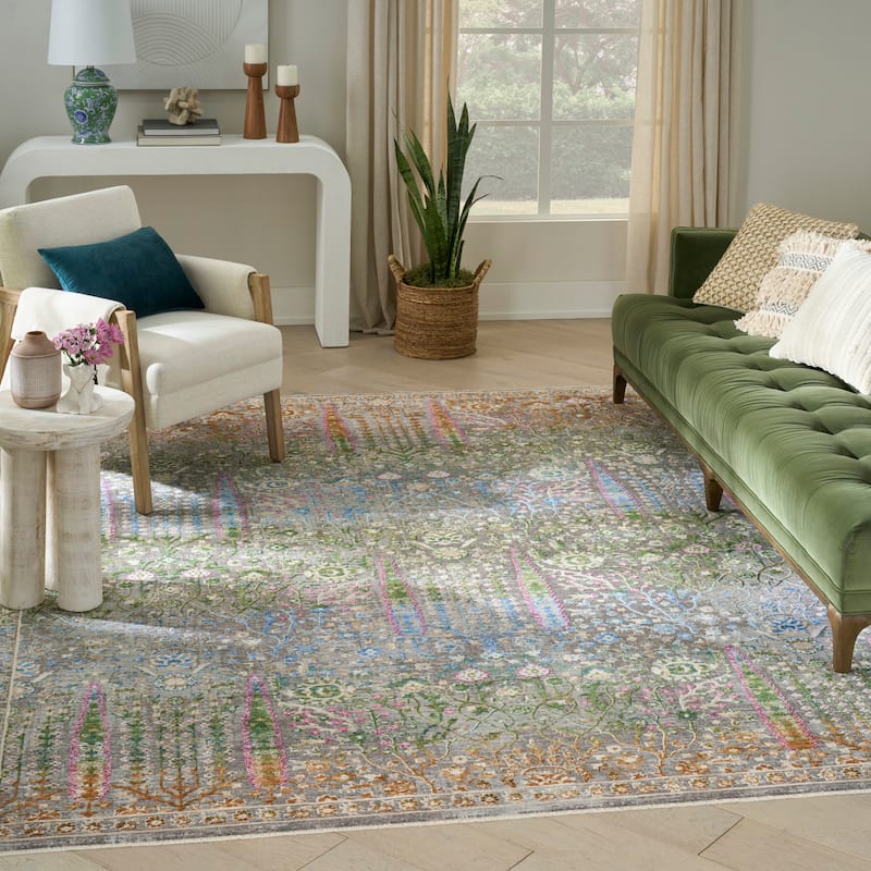 Nourison Quaint Harmony Indoor only Blue Floral Area Rug - Blue/Multicolor - 9'10" x 13'1"