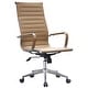 preview thumbnail 8 of 8, Tan Modern Designer Ribbed PU Leather Tilt Adjustable Chair For Conference Room Adjustable Height Work Task Executive
