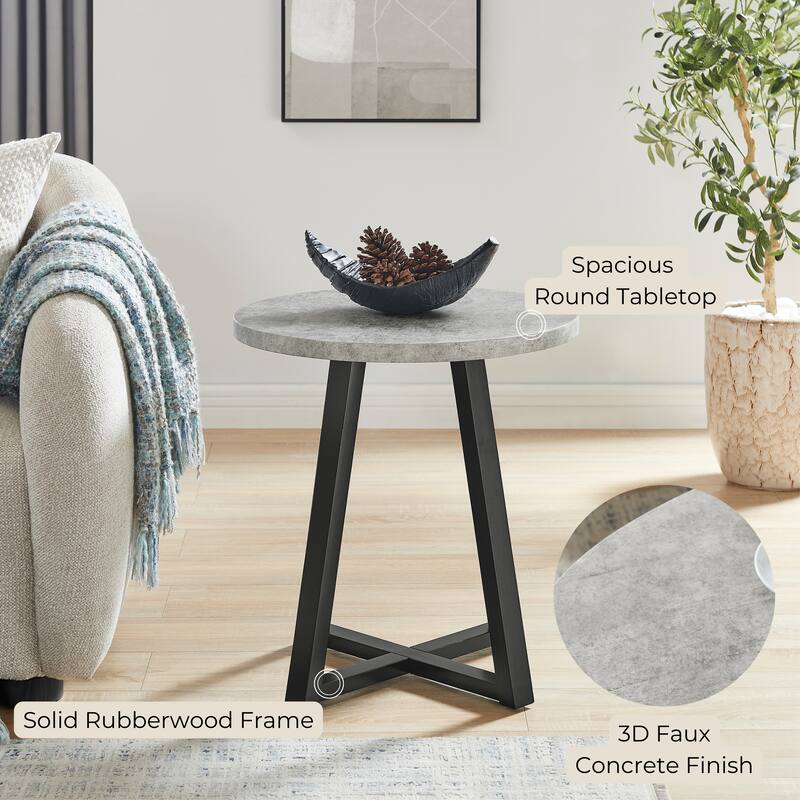 Roundhill Furniture Modern Harmony Wood Round End Table