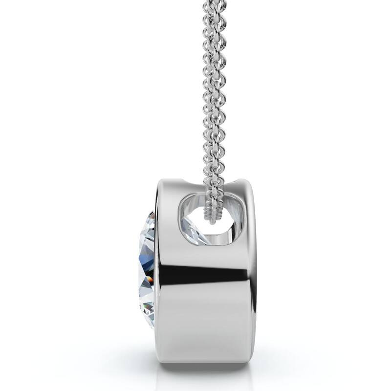 Bliss Diamond 1Ct Certified Bezel Round Cut Diamond Pendant Gold 18" Necklace Lab Grown