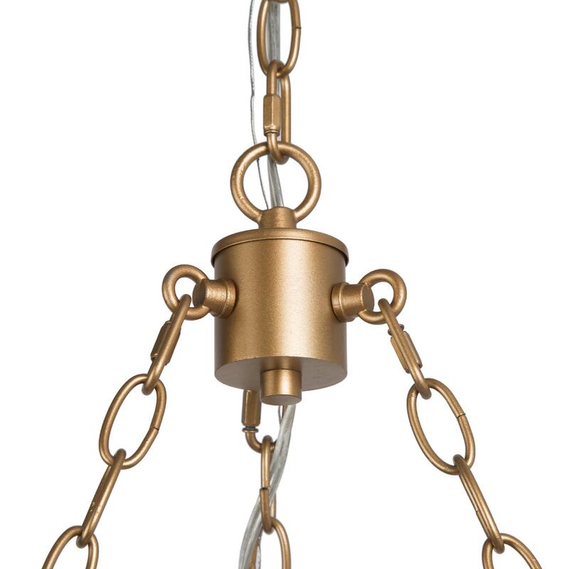 Modern Farmhouse 6-Light Black Gold Wagon Wheel Chandelier for Dining Room - W24.8"x H31.5"