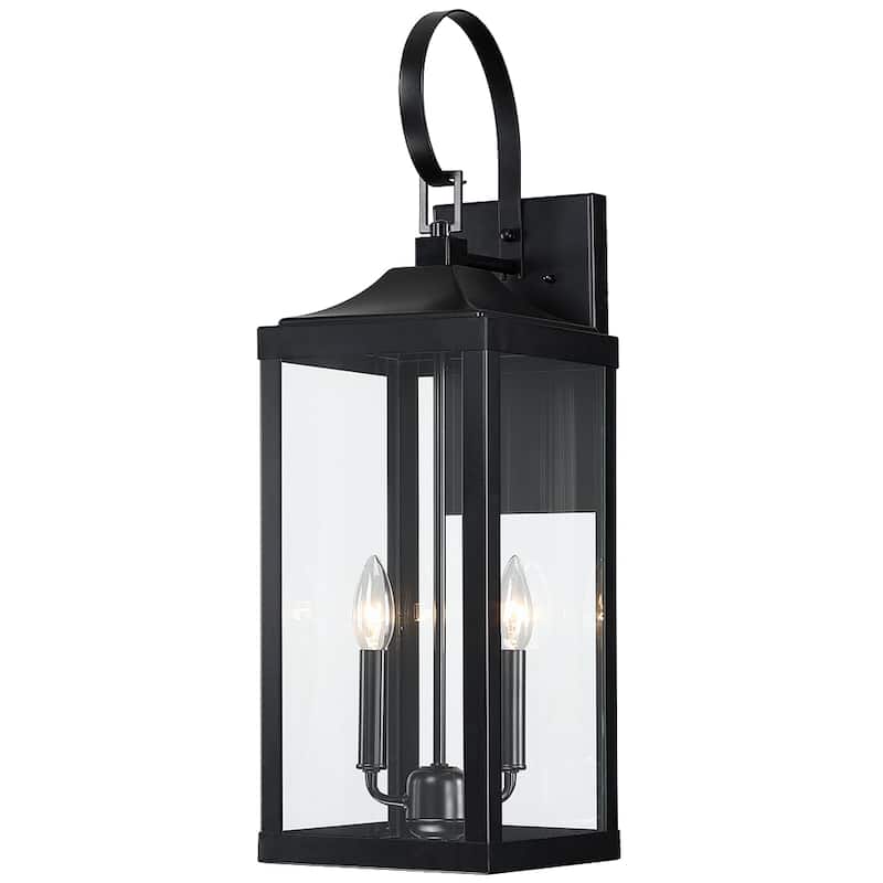 25.7"H 2-Light Large Outdoor Black Exterior Wall Lantern Sconce Light