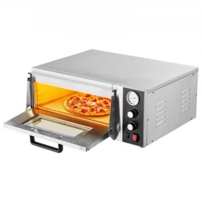 Silver 18-Inch Commercial Pizza Oven 1740W with Temp Control Knob - 27.17 L x 23.31 W x 11.89 H in.