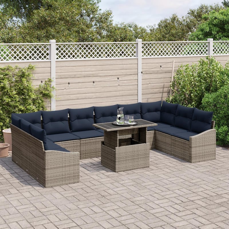 vidaXL 11 Piece Garden Sofa Set with Cushions - 135.4×73.8×27.2