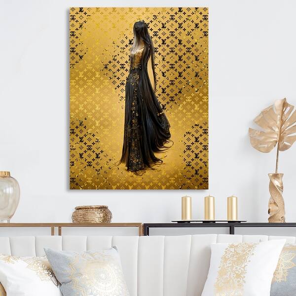 knee length dresses for ladies Margot In Orange Dress, Painting Art, Extra large metal wall art main image 1