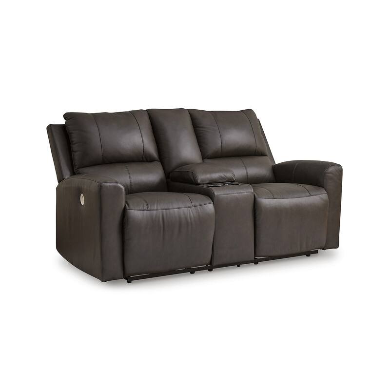 Signature Design by Ashley Boxmere Dark Brown Double Power Reclining Loveseat with Console - 75"W x 38"D x 39"H