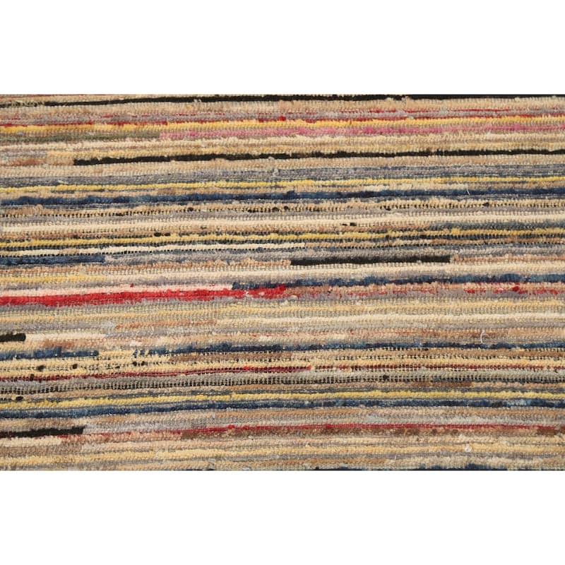 Striped Modern Gabbeh Kashkoli Area Rug Wool Hand-knotted Foyer Carpet - 3'1" x 5'2"