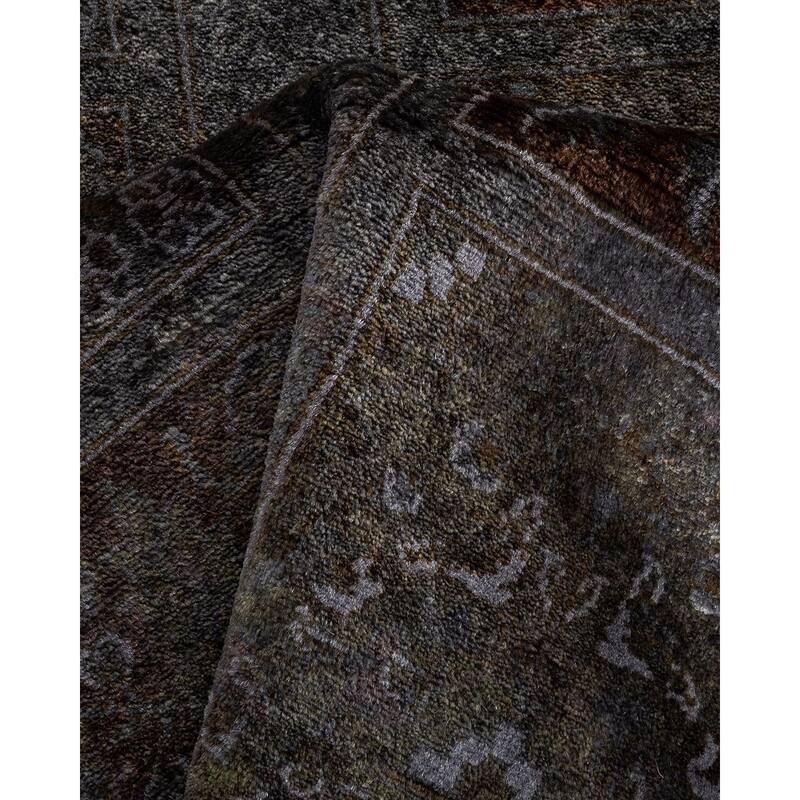 Overton Hand Knotted Wool Vintage Inspired Modern Contemporary Overdyed Gray Runner Rug - 2' 8" x 5' 10"