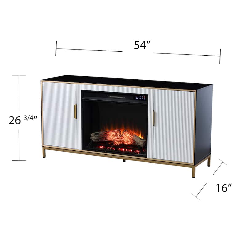 SEI Furniture Daltaire Contemporary Media TV Stand with Electric Fireplace Insert and Storage
