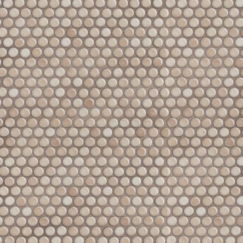 Merola Tile Hudson Penny Round Truffle 11-7/8" x 12-5/8" Porcelain Mosaic Floor and Wall Tile