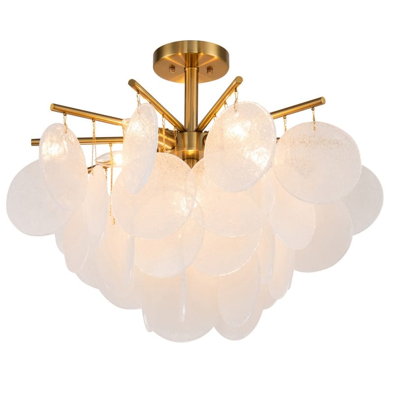 Gold Metal Flush Mount with Frosted Glass Globes