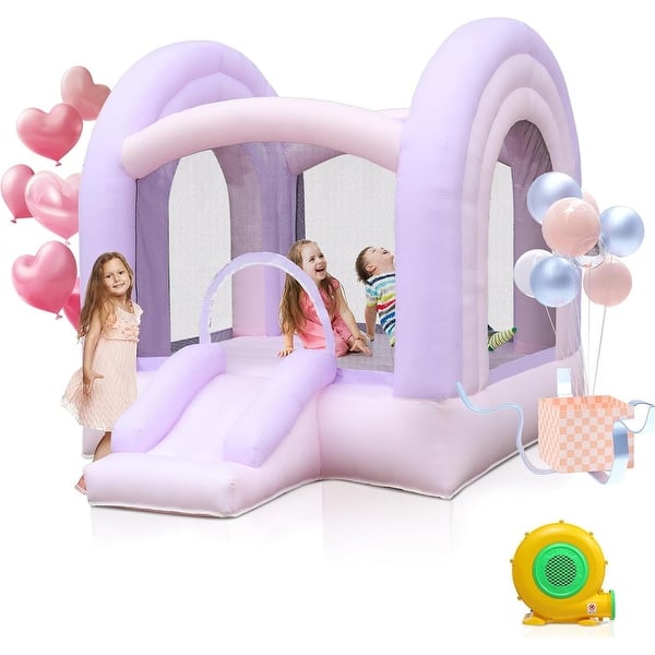 slide 2 of 9, Inflatable Bounce House Kid Jump Bouncer Castle with Slide Kids