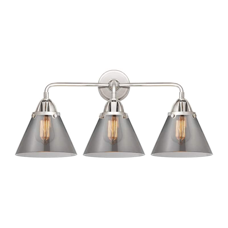 Innovations Lighting 288-3W-10-26 Cone Vanity Cone 3 Light 26" Wide - Polished Chrome / Plated Smoke