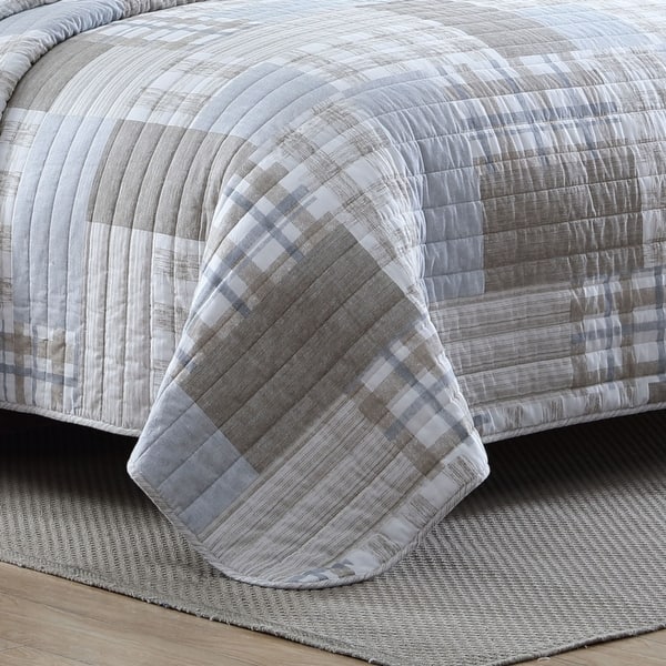 Nautica Clement Cotton Reversible Beige Quilt Set - On Sale - Bed