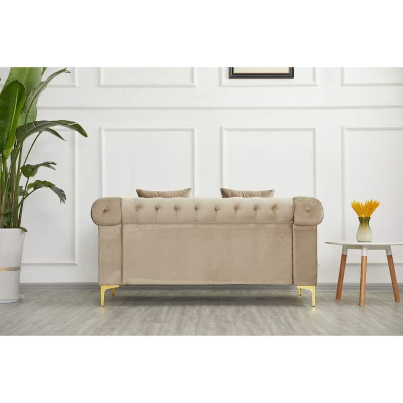 35"D x 65"W x 30.3"H Velvet Chesterfield Button-tufted Loveseat