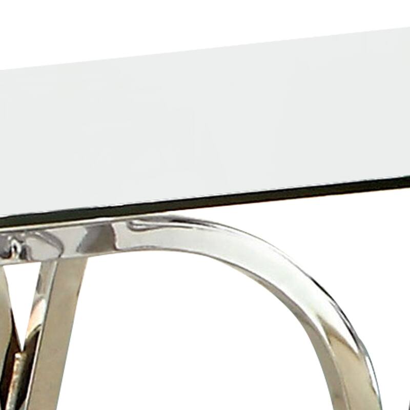 24 in. Silver and Clear Square Glass End Table, Sturdy Build End Side Table for Living Rooms