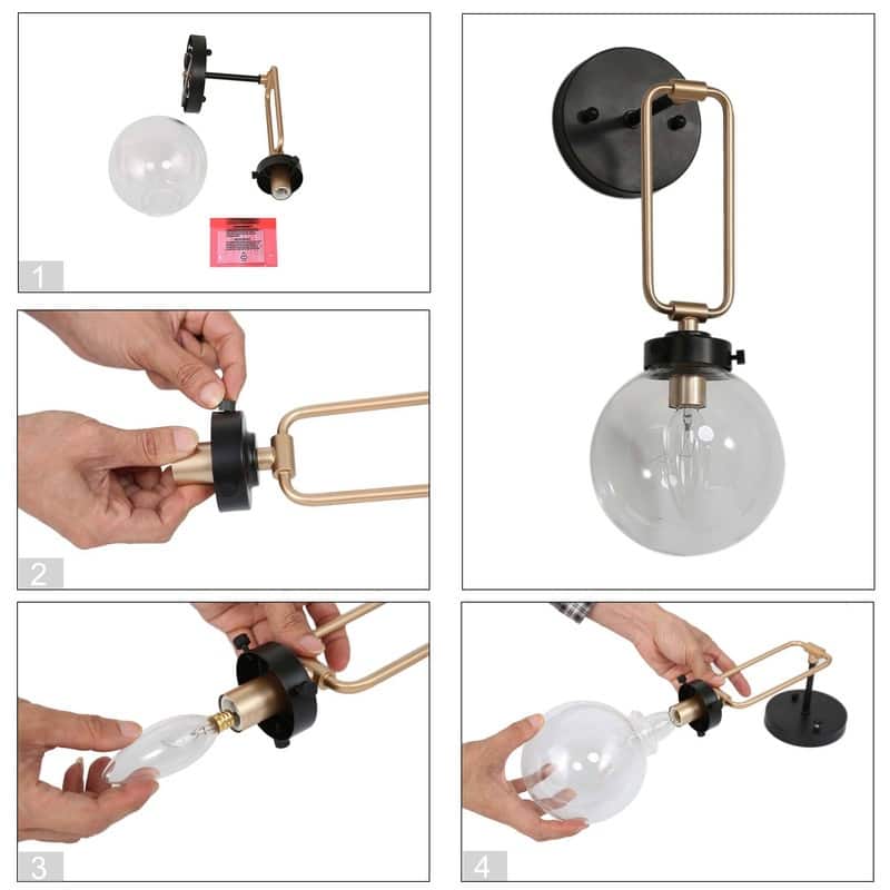 Modern Contemporary 1-light Bathroom Vanity Globe Glass Urban Wall Sconces Dimmable LED - L5" X W7" X H14.5"