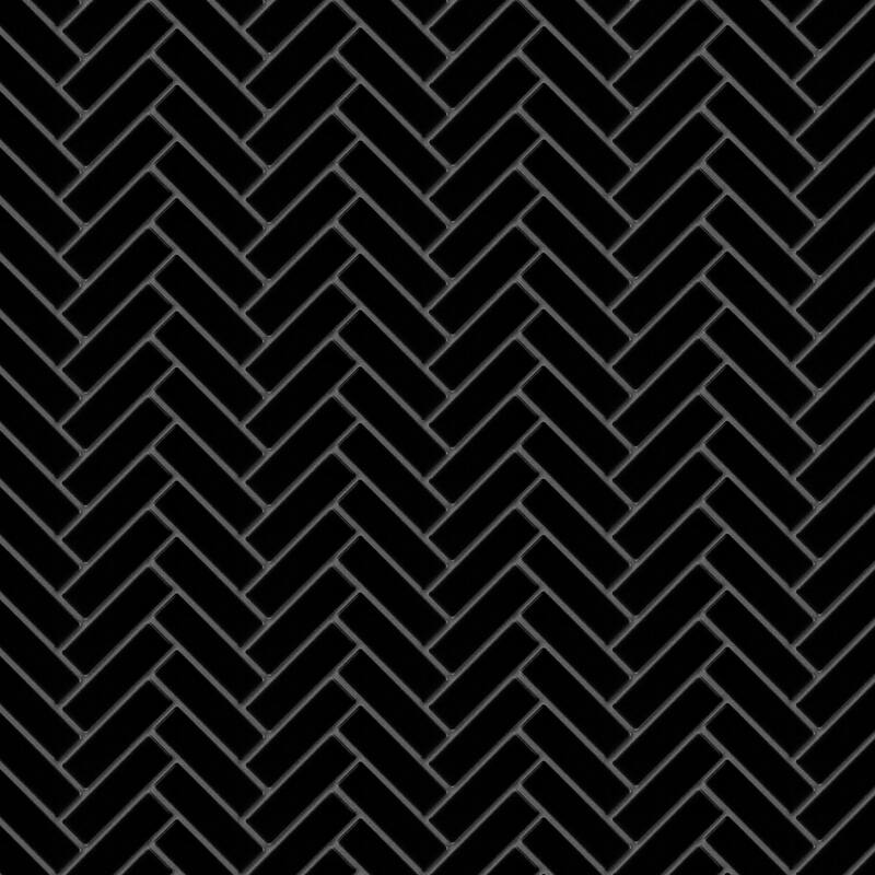 Merola Tile Metro Brick Herringbone Matte Black 10-5/8" x 12-1/2" Porcelain Mosaic Floor and Wall Tile