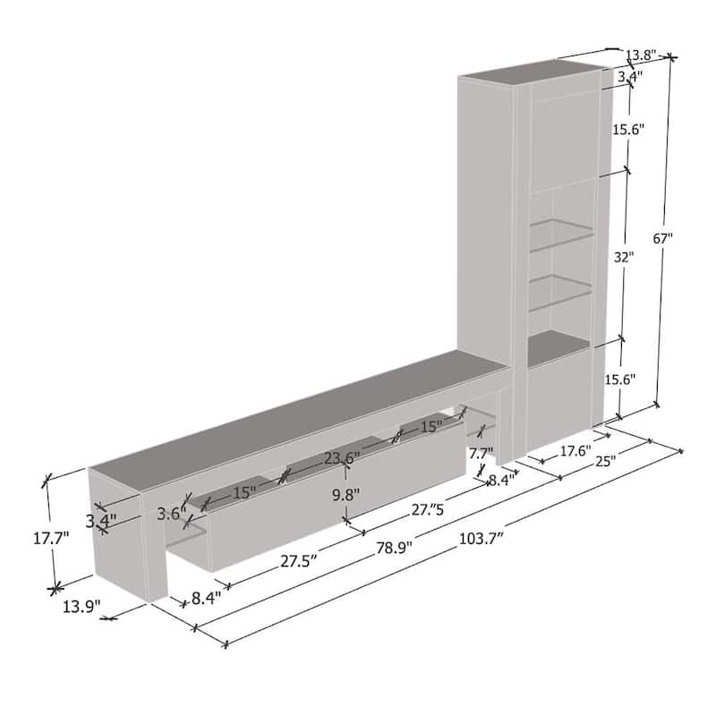 Strick & Bolton D'Olivier Modern TV Stand and Bookcase