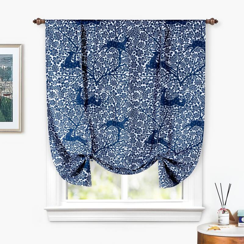 DriftAway Deer Fawn Flower Forest Blackout Thermal Insulated Tie Up Curtain