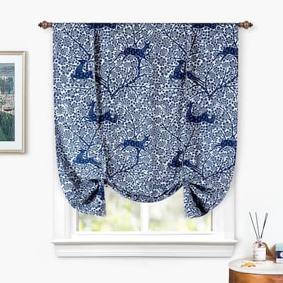 DriftAway Deer Fawn Flower Forest Blackout Thermal Insulated Tie Up Curtain