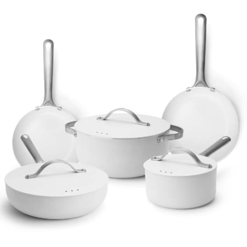 Alva Mobi 8-Piece Nonstick Ceramic Cookware Set - Cannoli Cream