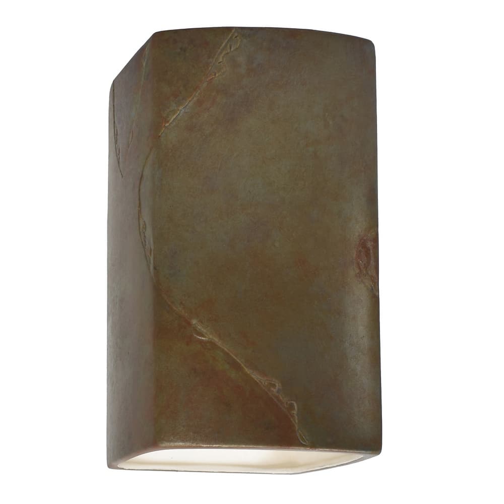 Justice Design Ambiance - Large Rectangle Wall Sconce - Closed Top (Outdoor) - Replaceable Bulb