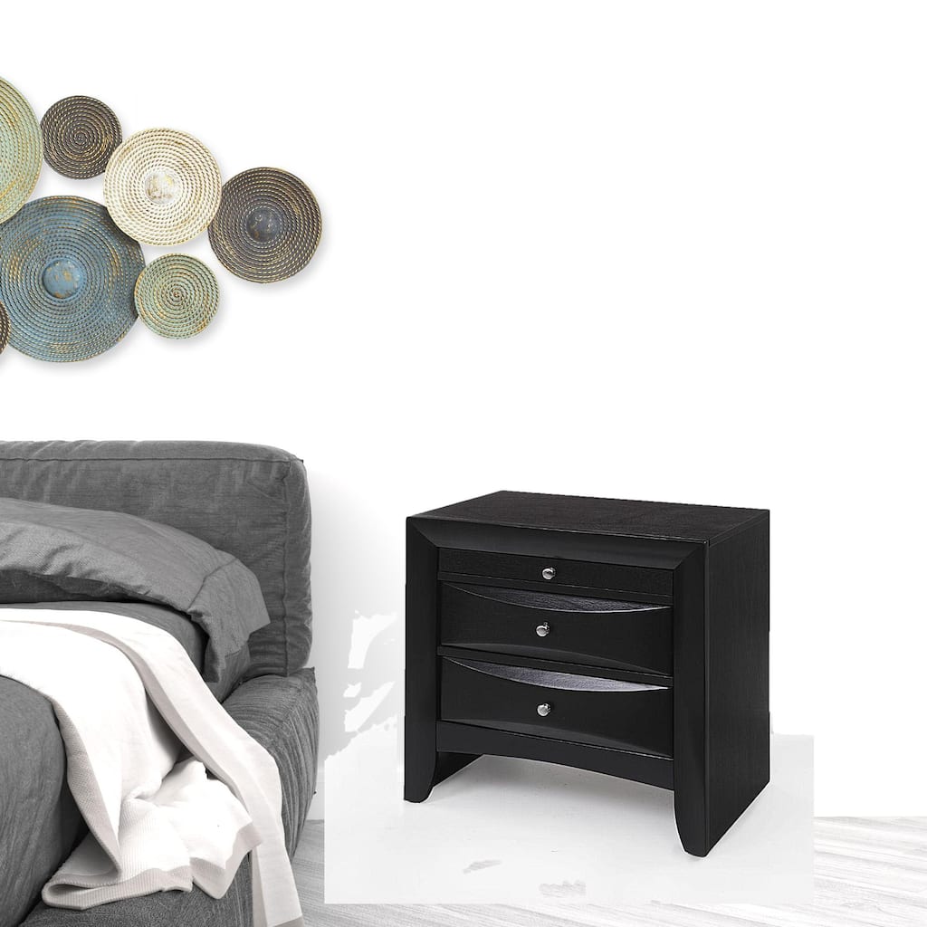 HomeRoots 25" Dark Brown Three Drawer Nightstand