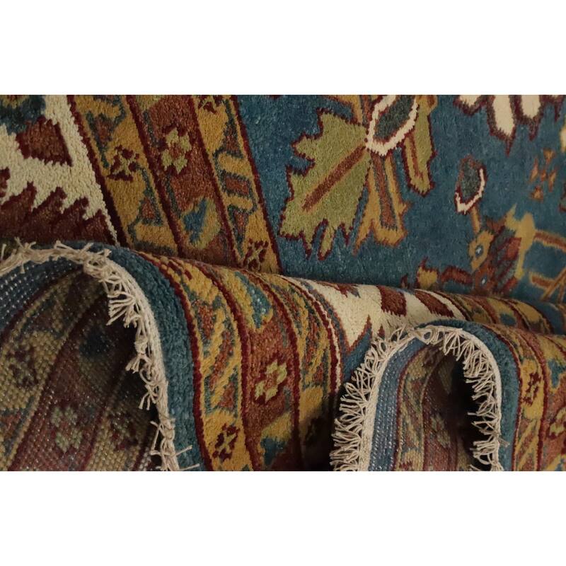 Hand Knotted Oriental 100% Wool Carpet Transitional All-Over Navy Blue & Blues Oushak Area Rug - 14' 9'' X 11' 11''