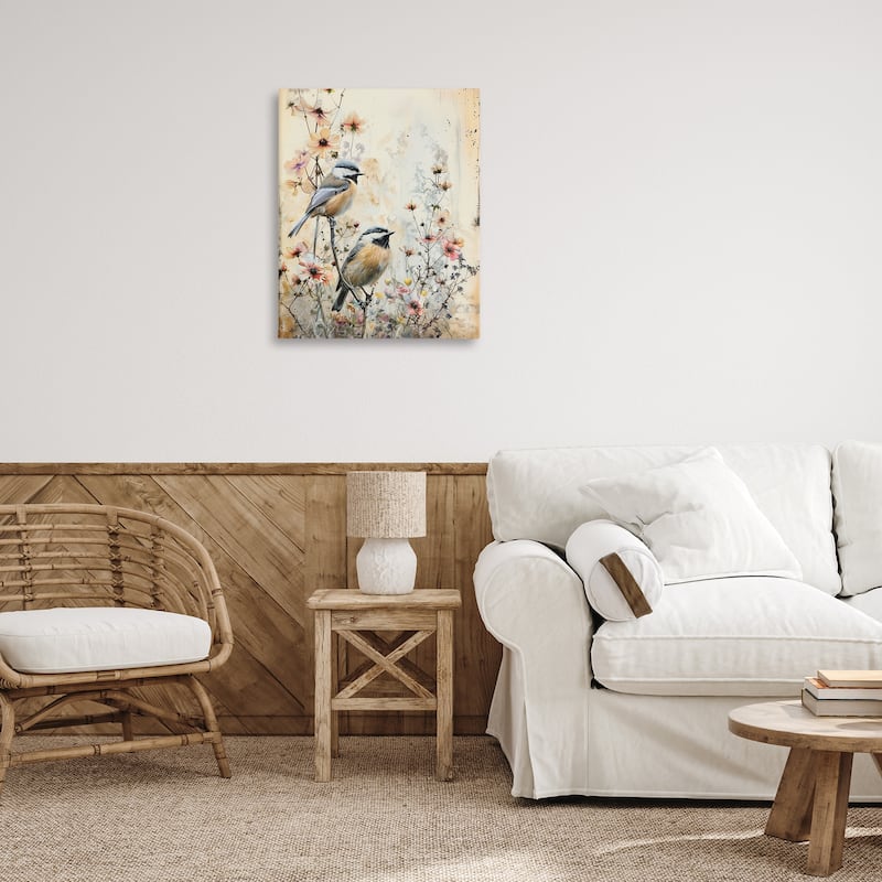 Stupell Sparrows Perched on Florals Canvas Wall Art Design By Arlington Prints