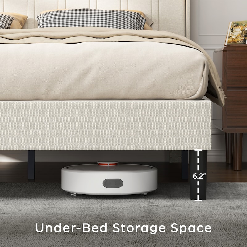 Queen Size Platform Bed (800lb Capacity) with USB Charging & Noise-Free Design