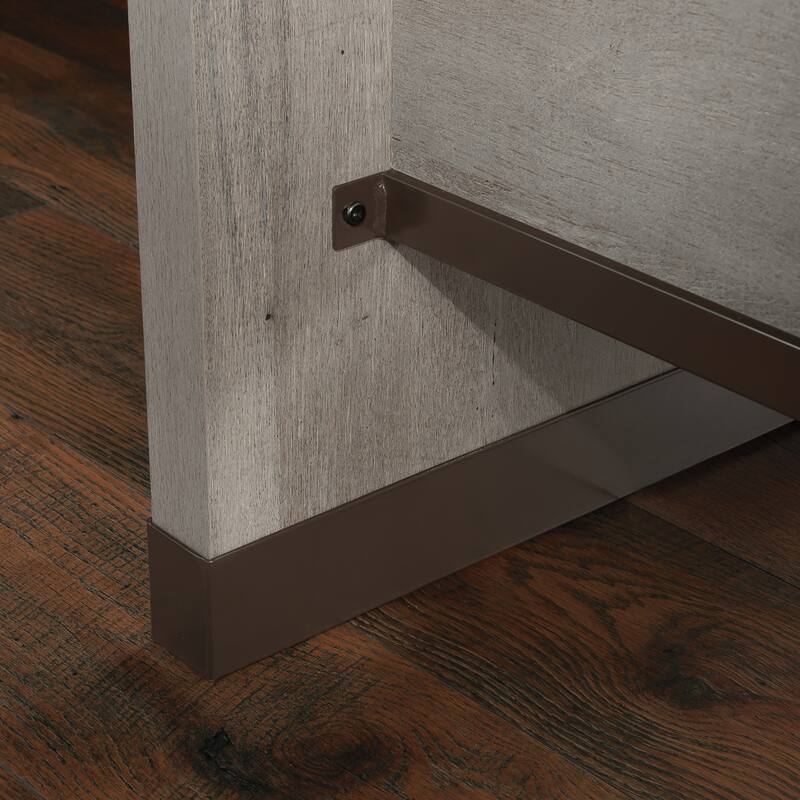 Engineered Wood Contemporary L-shaped Desk with Two Lockable Drawers, Brown