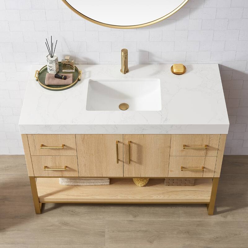 Kolkata Bathroom Vanity in Weathered Oak without Mirror