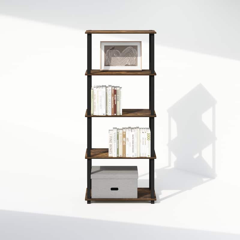 3 Tiers Wood Household Shelving Unit in Pine/Black (23.6 in. W x 29.5 in. H x 11.4 in. D), Set of 2 - 23.6