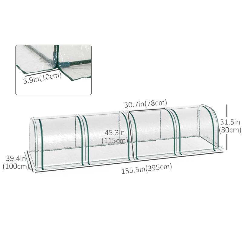 Portable Tunneled Greenhouse with 4 Zippered Doors