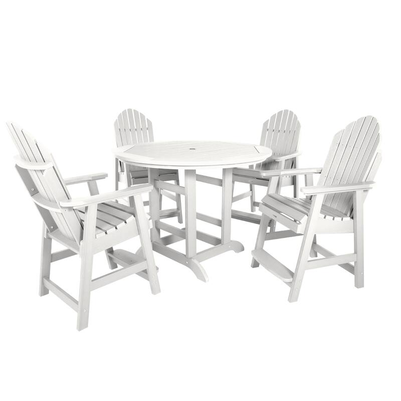 Hamilton 5-Piece Outdoor Counter Height Dining Set - 48" Round Table - White